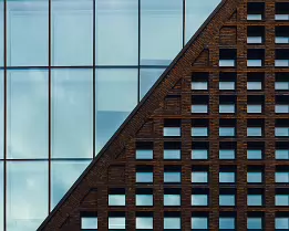 Architectural Detail Close‑up of the red brick Kaisa House, the main library of the University of Helsink.